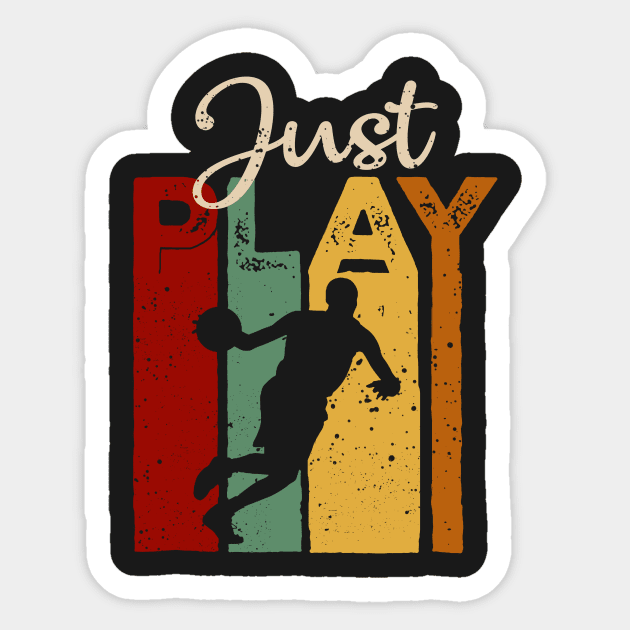 Just play basketball Vintage T-Shirt Gift Sticker by TeeLovely